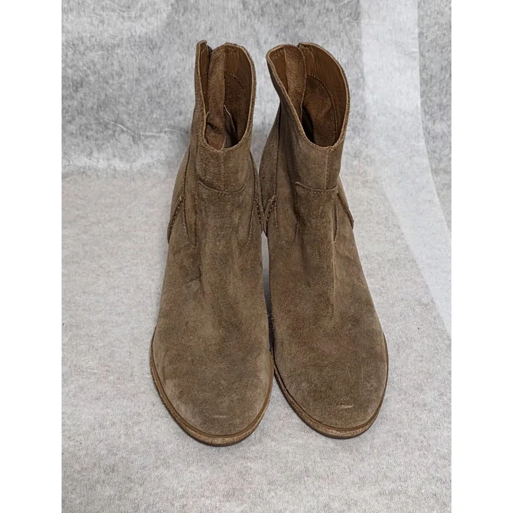 Kork-Ease Camber Suede Ankle Boots Brown Wood Stacked Heel Women's 6.5 M